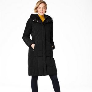 Cole Haan Knee Length Hooded Down Puffer Coat